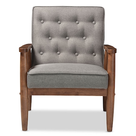 Baxton Studio Sorrento Grey Upholstered Wooden Lounge Chair 122-6766